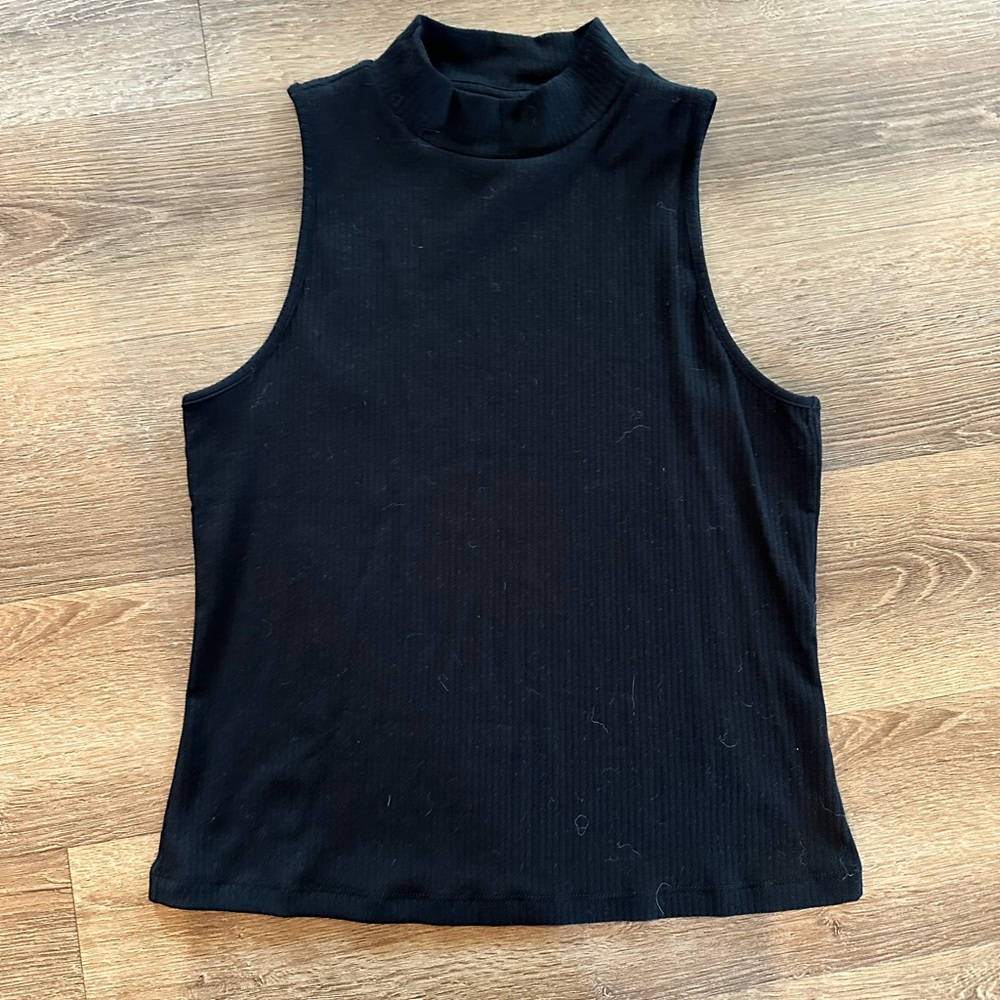 Old Navy Black Sleeveless Mock Neck Ribbed Tank Top